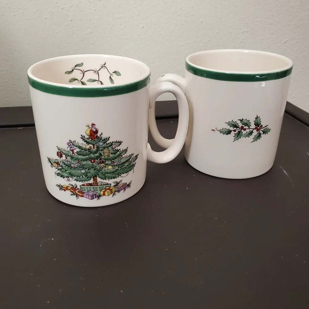 🎄 SPODE Christmas mugs set of 2 Christmas trees like new - Picture 5 of 9